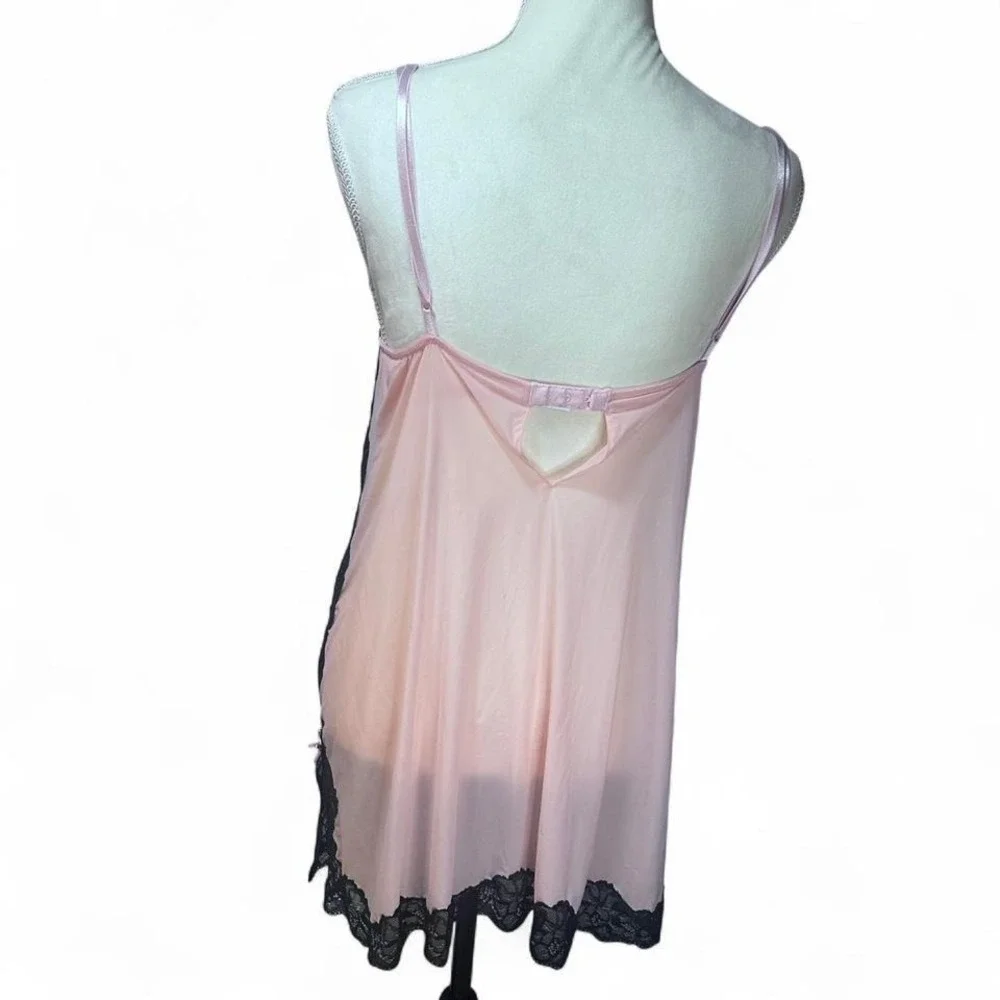 Victoria Secret Black/ Pink Lace Teddy‎ Medium Sexy Lacy Sheer